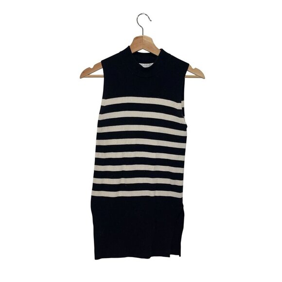EverlaneThe Brexon Striped Sleeveless Turtleneck Ribbed Shirt Sweater Small Wome - Picture 2 of 9